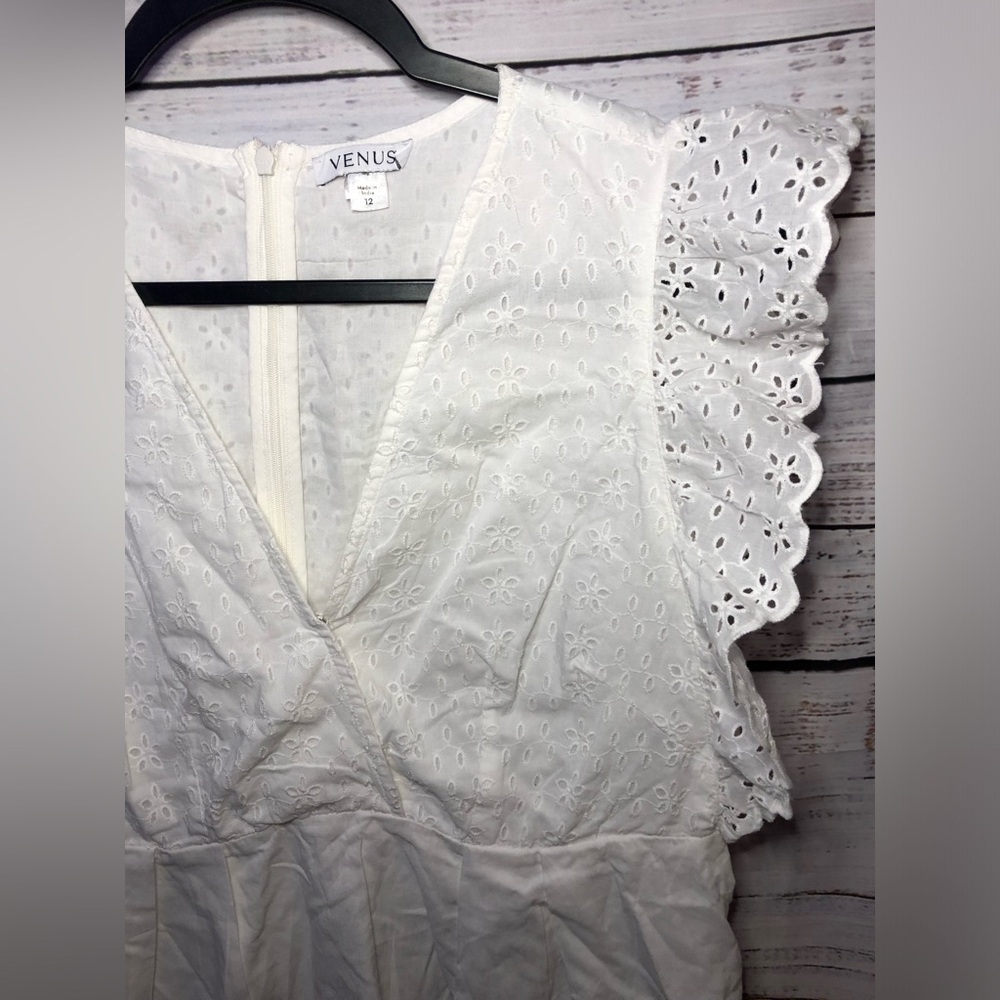VENUS White Eyelet Ruffle Sleeve Blouse size 12 NWOT - Picture 7 of 12